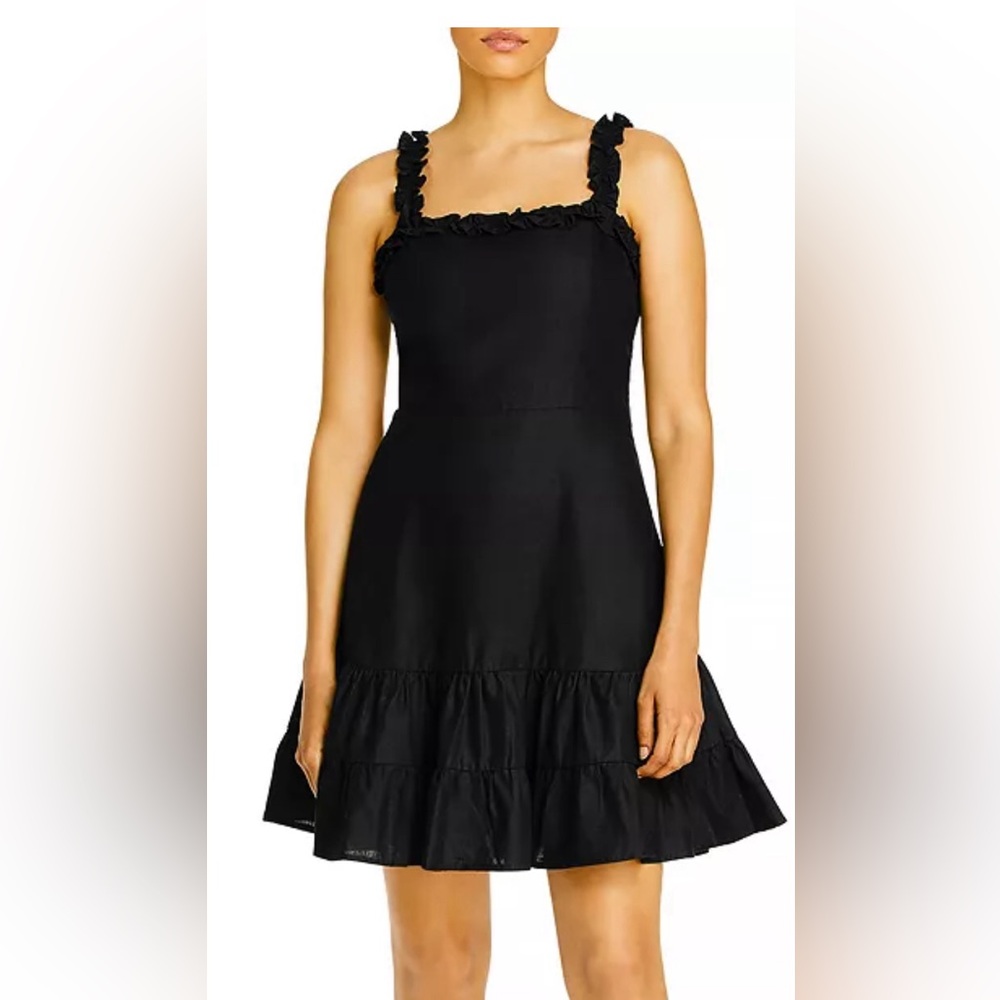 Aqua Stunning Ruffled Strap Mini Dress Size S Linen Summer Vacation